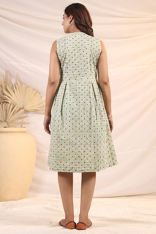 Shuddhi  Green And Brown Shift Dress