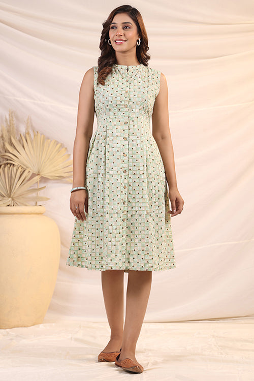 Shuddhi  Green And Brown Shift Dress