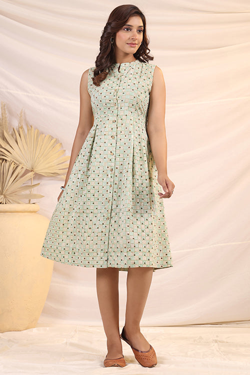 Shuddhi  Green And Brown Shift Dress