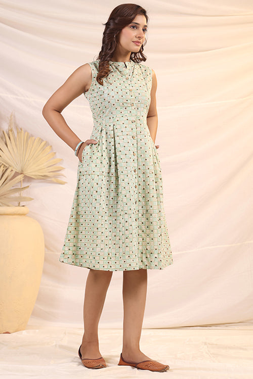 Shuddhi  Green And Brown Shift Dress