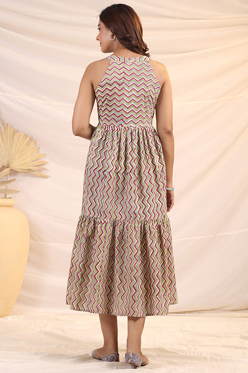 Shuddhi  Maroon And Green Tier Dress
