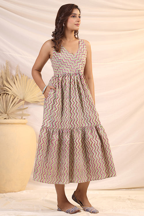 Shuddhi  Maroon And Green Tier Dress
