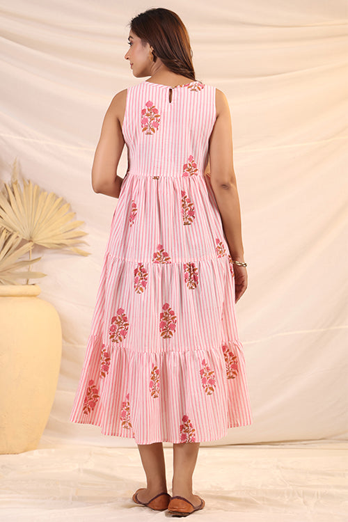 Shuddhi  White And Pink Tier Dress
