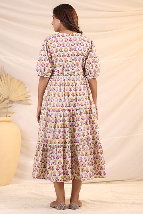 Shuddhi  Yellow And Pink Tier Wrap Dress
