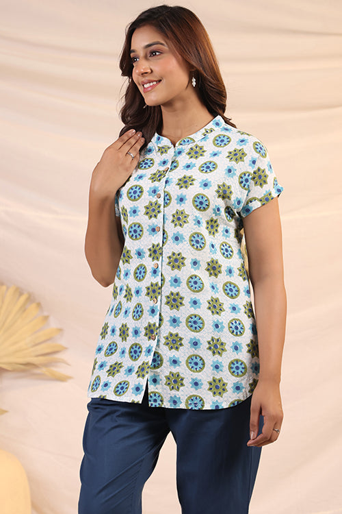 Shuddhi White And Blue Shirt