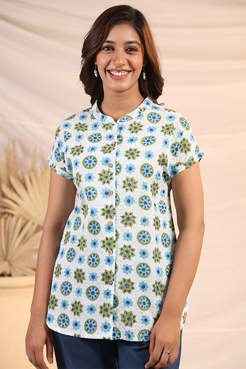 Shuddhi White And Blue Shirt