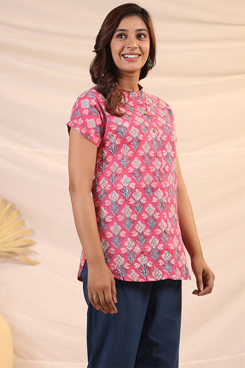 Shuddhi Pink And Green Shirt
