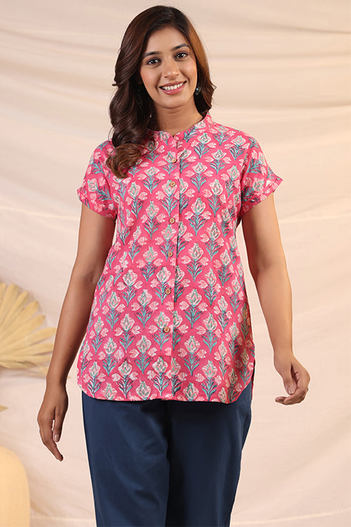 Shuddhi Pink And Green Shirt