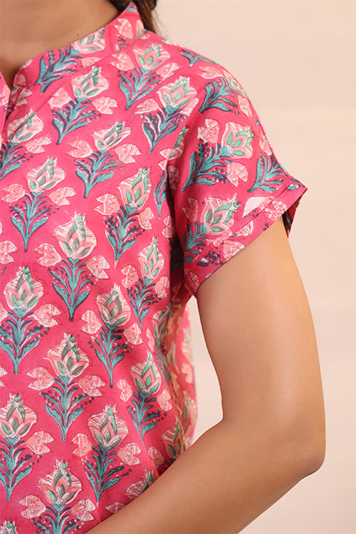Shuddhi Pink And Green Shirt