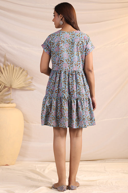 Shuddhi  Blue And Green Tier Dress