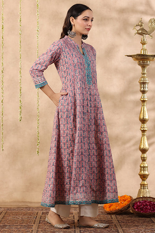 Shuddhi Purple And Teal Green Piece Kurta And Duppatta Set