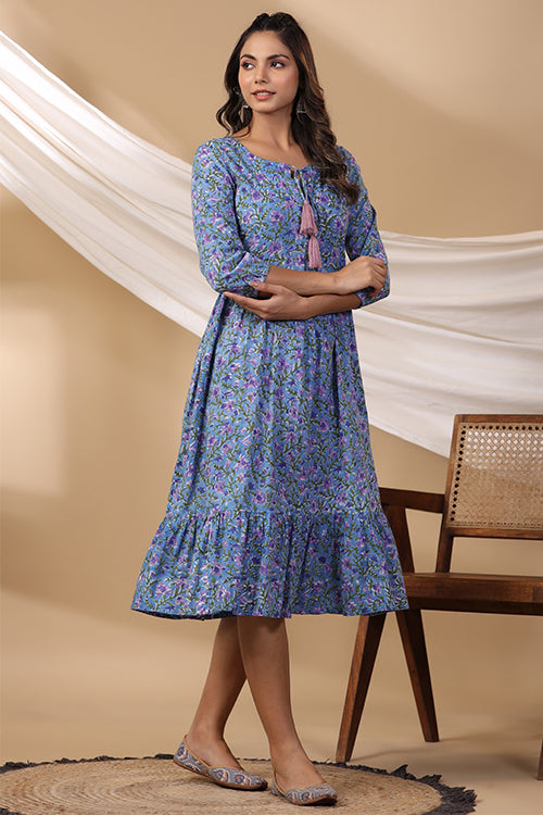 Shuddhi Cyan Blue Tier Dress
