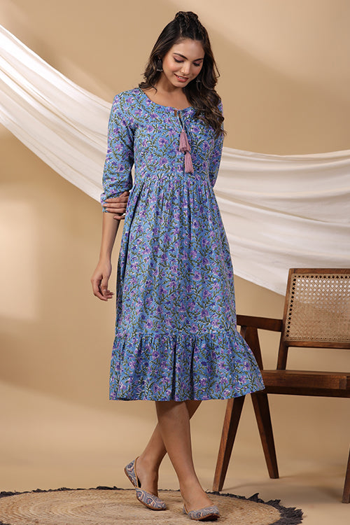 Shuddhi Cyan Blue Tier Dress