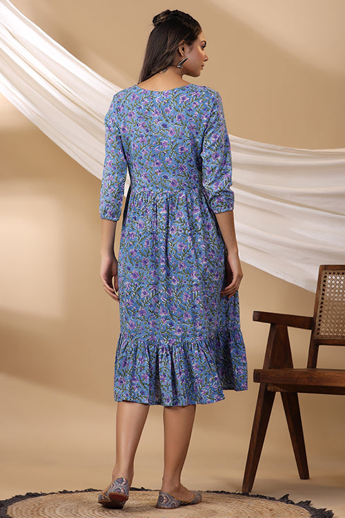 Shuddhi Cyan Blue Tier Dress