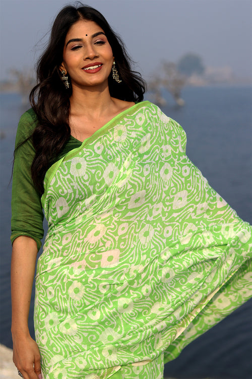 "Kachi Kairi" Batik Chanderi Saree