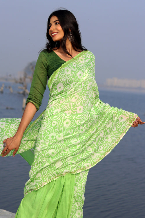 Sooti Syahi "Kachi Kairi" Batik Chanderi Saree