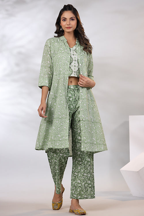 Co-ord With Printed Jacket And Neckpiece Co-ord Set Zolo, 60% OFF