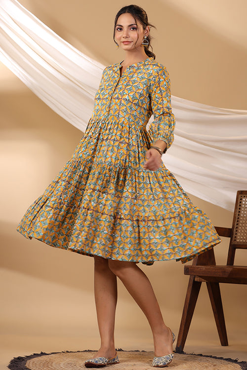 Shuddhi Dandellion Button Down Tier Dress