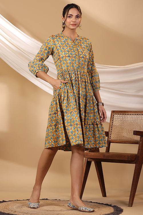Shuddhi Dandellion Button Down Tier Dress