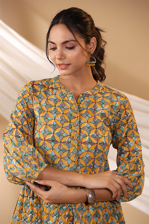 Shuddhi Dandellion Button Down Tier Dress
