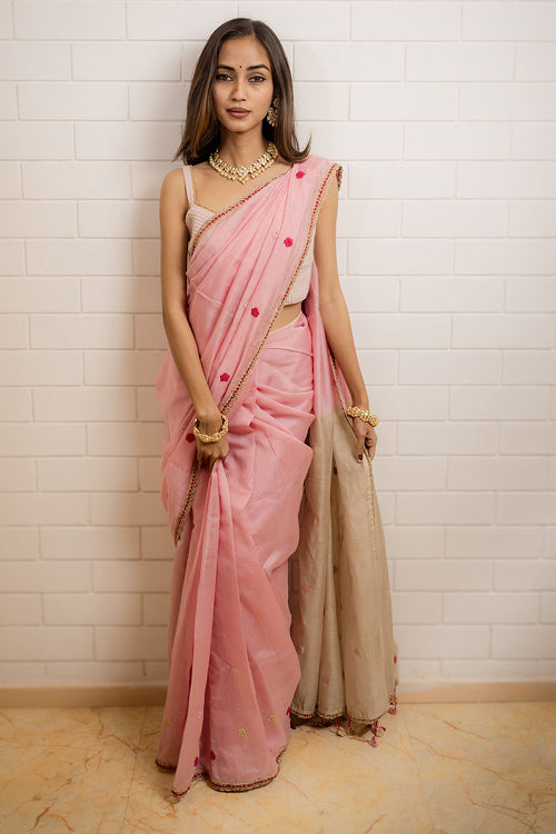 Samoolam Blush & Champagne Lavanya handwoven sarees