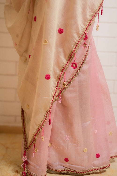 Samoolam Blush & Champagne Lavanya handwoven sarees