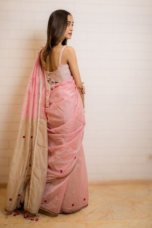 Samoolam Blush & Champagne Lavanya handwoven sarees