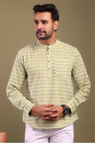 Yellow And Green Striped Mens Shirt
