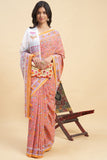 Sooti Syahi "Daffodil Pink" Handblock Print Mul Cotton Saree