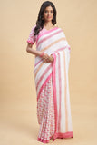 Sooti Syahi " California Pink" Block Printed Cotton Saree