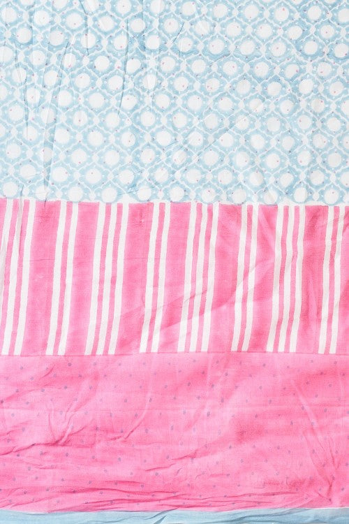 Sooti Syahi "Paradise Pink" Handblock Print Mul Cotton Saree