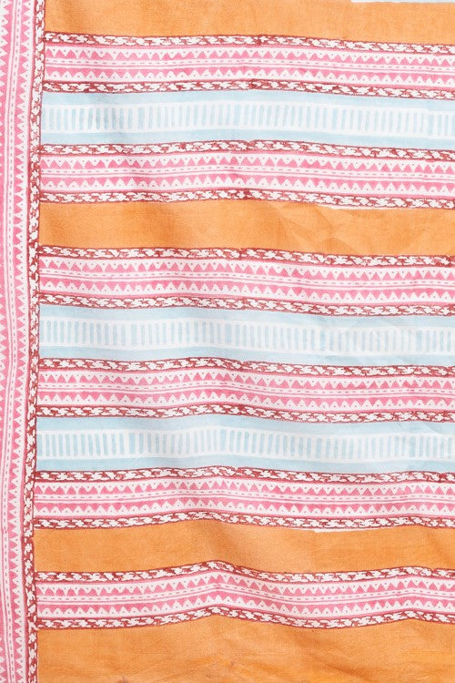 Sooti Syahi Pink Penguins Print Cotton Saree Online