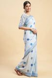 Sooti Syahi "Ocean Blue Pearls" Block Printed Cotton Saree