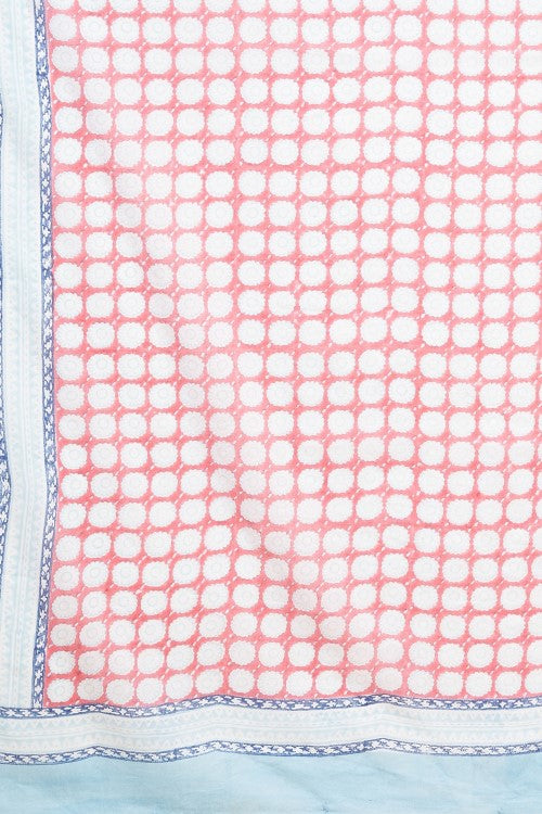 Sooti Syahi "Ocean Pearls'' Block Printed Cotton Saree