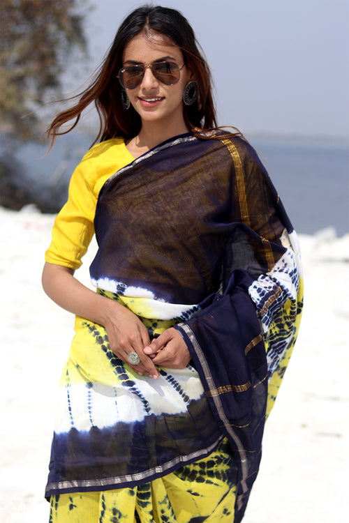 Sooti Syahi "Buzzing Panther" Bandhni Chanderi Saree