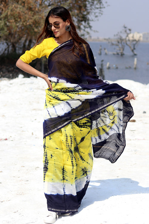 Sooti Syahi "Buzzing Panther" Bandhni Chanderi Saree