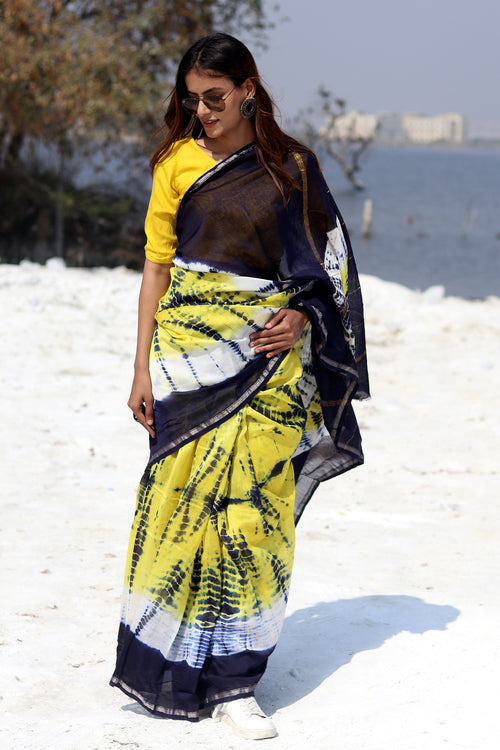Sooti Syahi "Buzzing Panther" Bandhni Chanderi Saree
