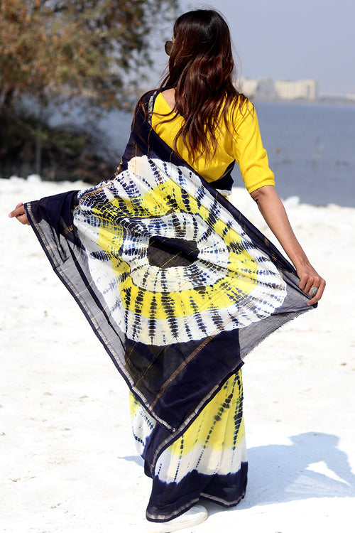 Sooti Syahi "Buzzing Panther" Bandhni Chanderi Saree
