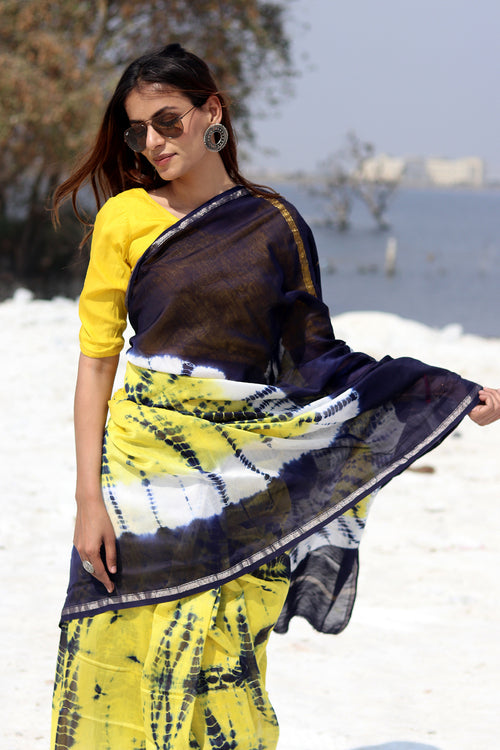 Sooti Syahi "Buzzing Panther" Bandhni Chanderi Saree