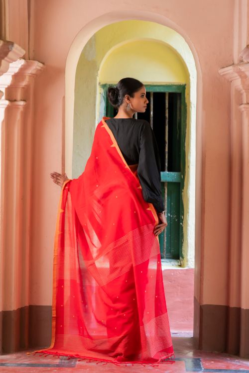 TICH Soft & Light. Handwoven Bengal Cotton Saree - Rang Dhara