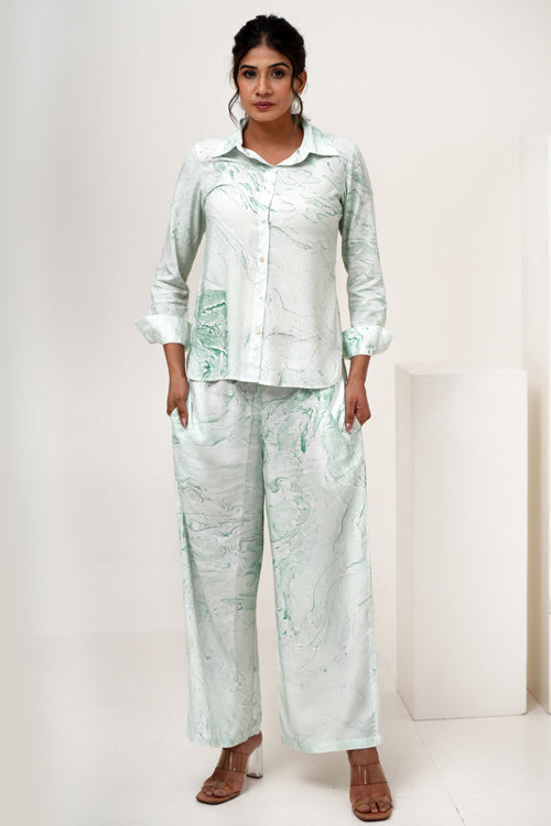Sooti Syahi Marble Mist Hand Marble Printed Co-Ord Set
