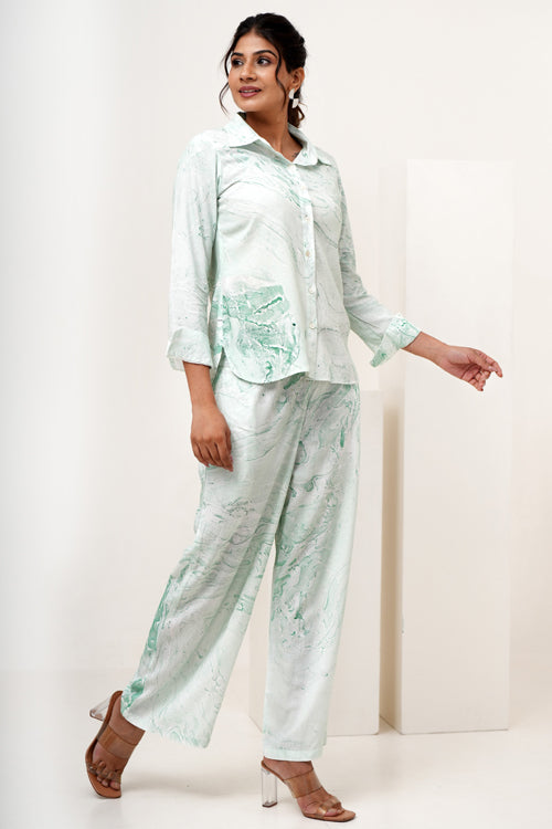 Sooti Syahi Marble Mist Hand Marble Printed Co-Ord Set