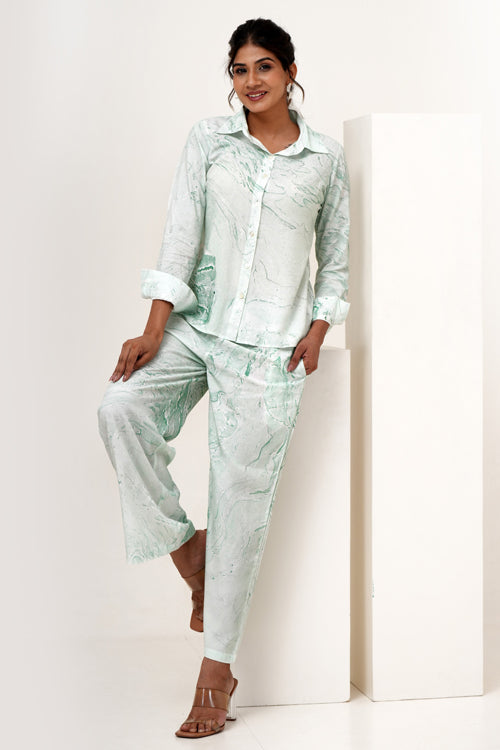 Sooti Syahi Marble Mist Hand Marble Printed Co-Ord Set