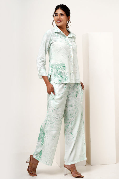 Sooti Syahi Marble Mist Hand Marble Printed Co-Ord Set