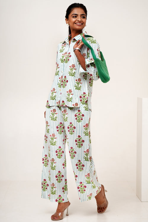 Sooti Syahi Bloom Cascade Hand Block Printed Co-Ord Set