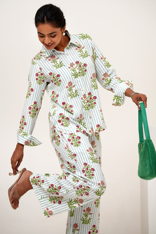 Sooti Syahi Bloom Cascade Hand Block Printed Co-Ord Set
