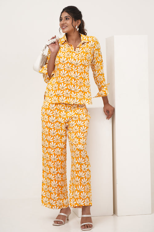 Sooti Syahi Yellow Petal Hand Block Printed Co-Ord Set