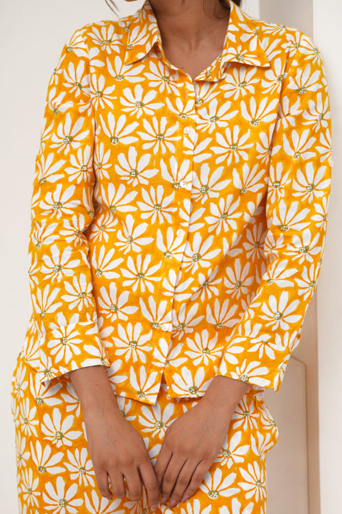 Sooti Syahi Yellow Petal Hand Block Printed Co-Ord Set