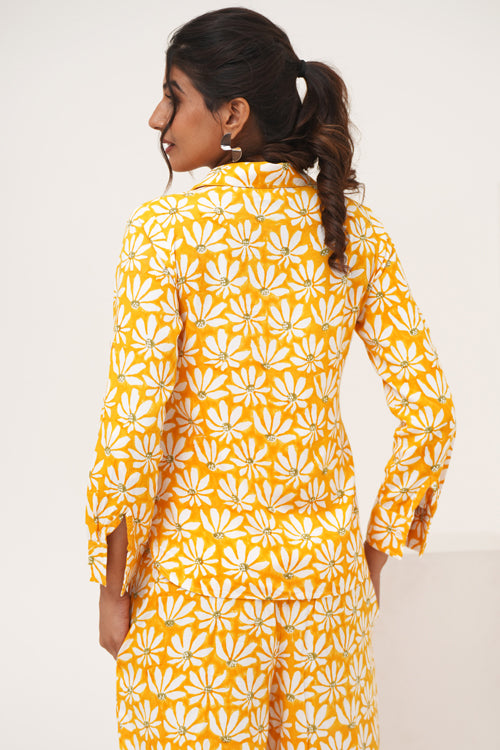 Sooti Syahi Yellow Petal Hand Block Printed Co-Ord Set
