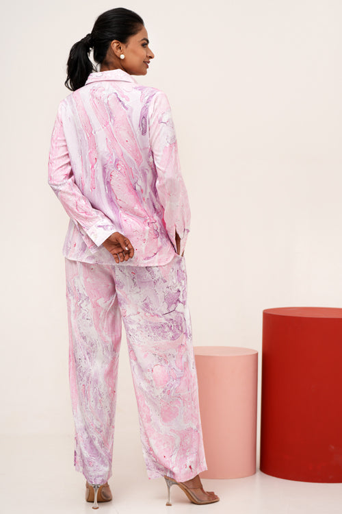 Sooti Syahi Marble Mirage Hand Marble Printed Co-Ord Set